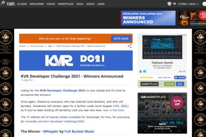 KVR Developer Challenge 2021 - Winners Announced
