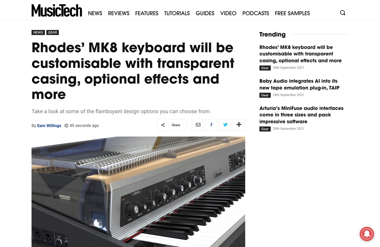 Rhodes’ MK8 keyboard will be customisable with transparent casing, optional effects and more - MusicTech