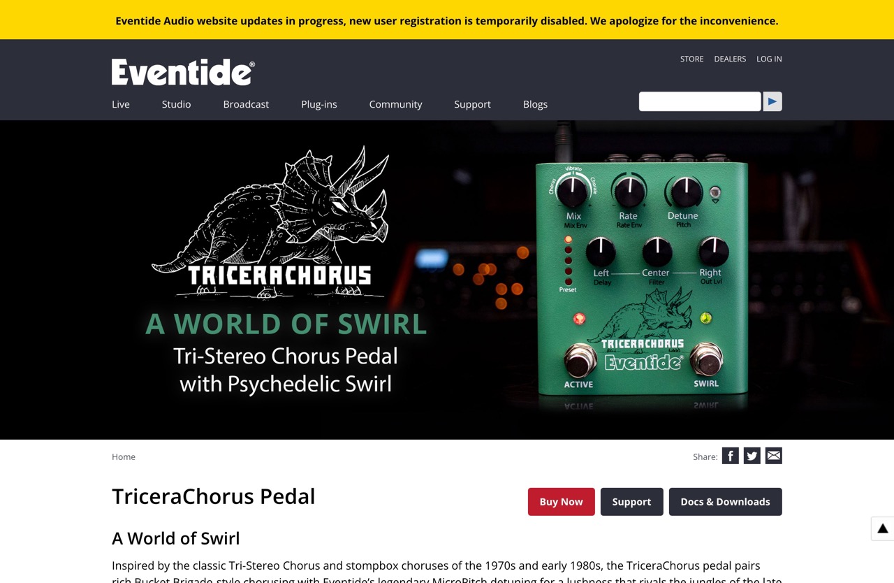 The TriceraChorus is the newest of the Eventide Audio dot9 pedals - gearnews.com