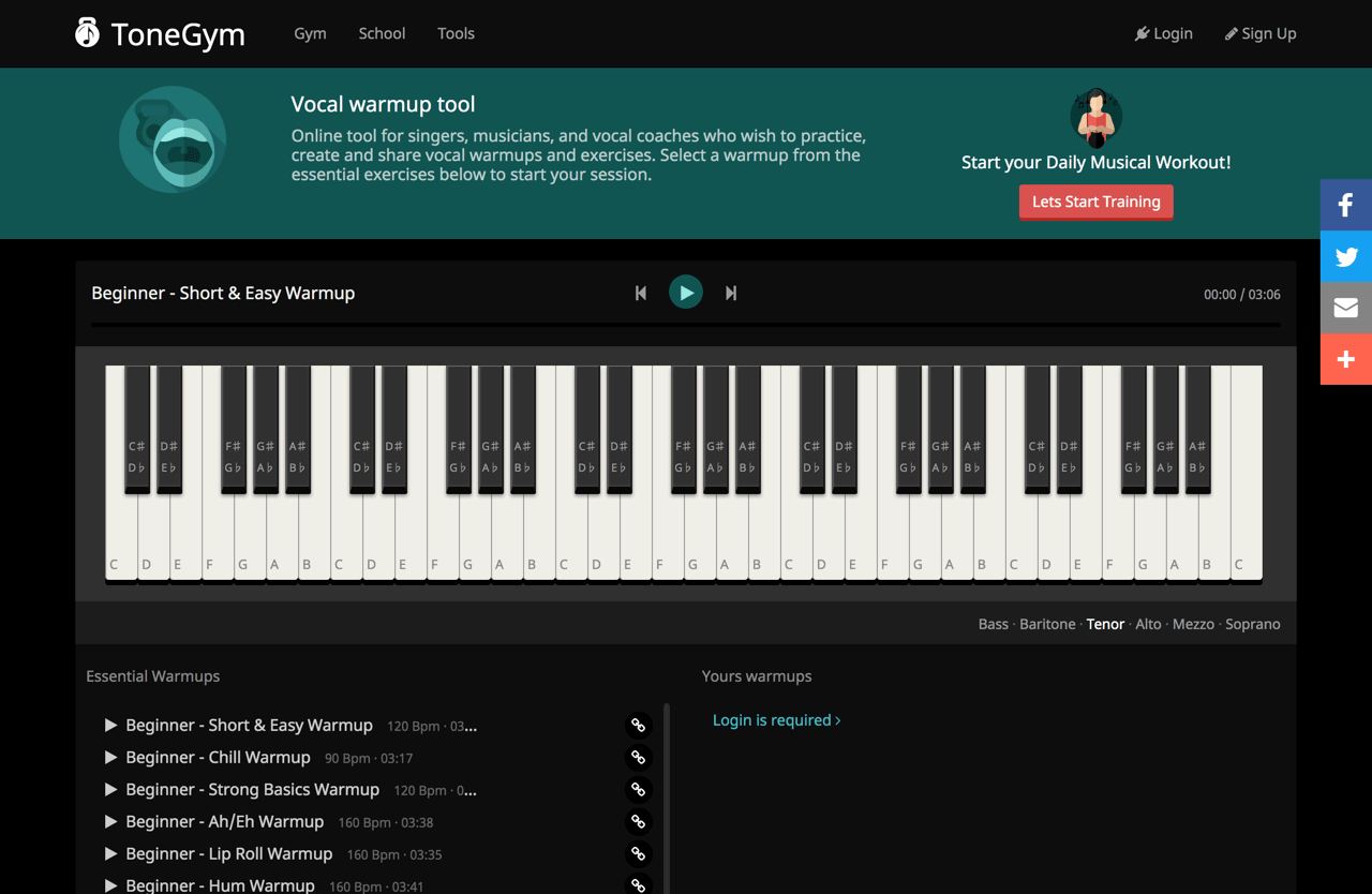 Vocal Warmup & Exercises: Online Tool for Singers