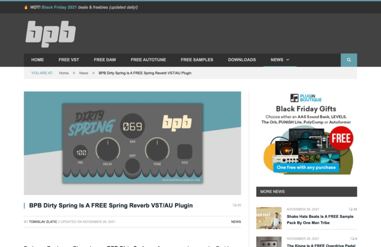 BPB Dirty Spring Is A FREE Spring Reverb VST/AU Plugin - Bedroom Producers Blog