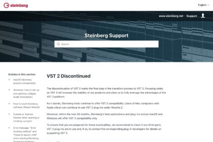 VST 2 Discontinued – Steinberg Support