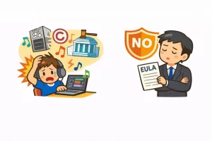 使用した中で発生したトラブルに対し、デベロッパーは基本的に関知しません（イラスト：chatGPT）