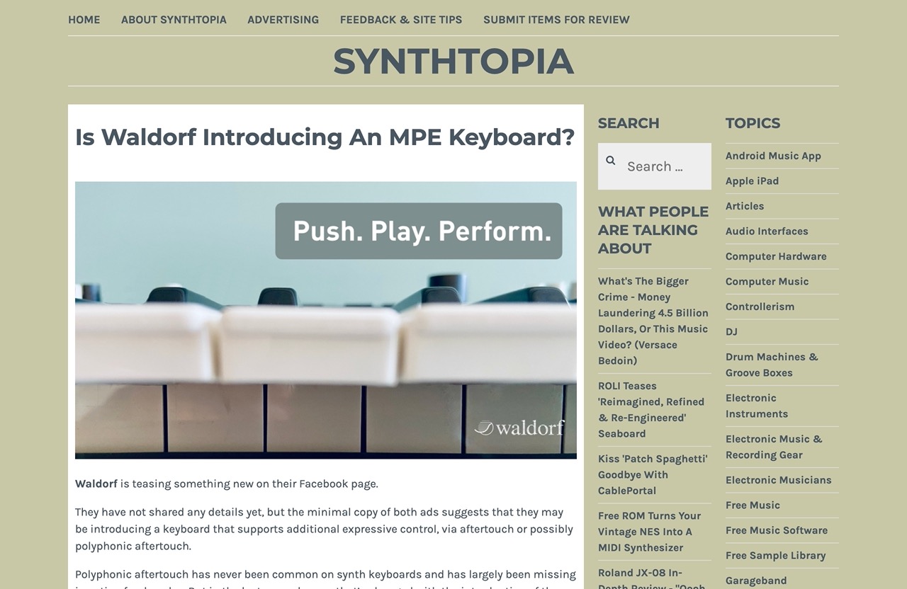 Is Waldorf Introducing An MPE Keyboard? – Synthtopia