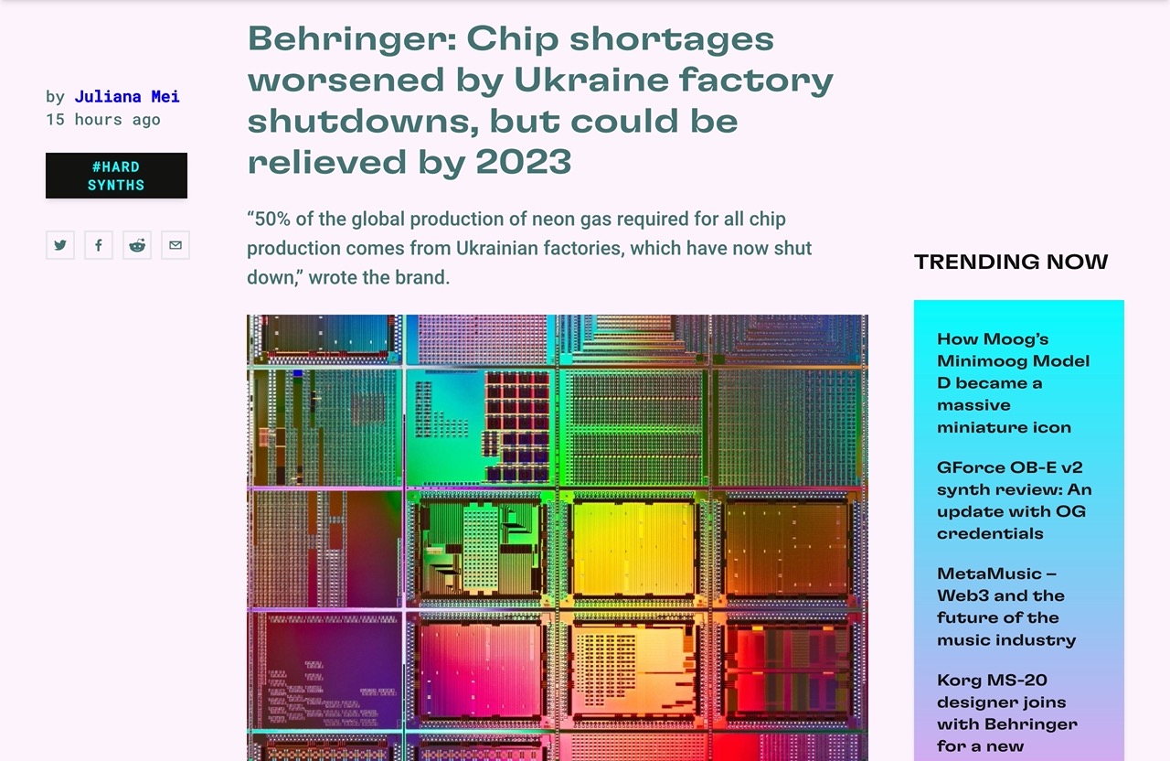 Behringer: Chip shortages worsened by Ukraine factory shutdowns, but could be relieved by 2023 | MusicTech