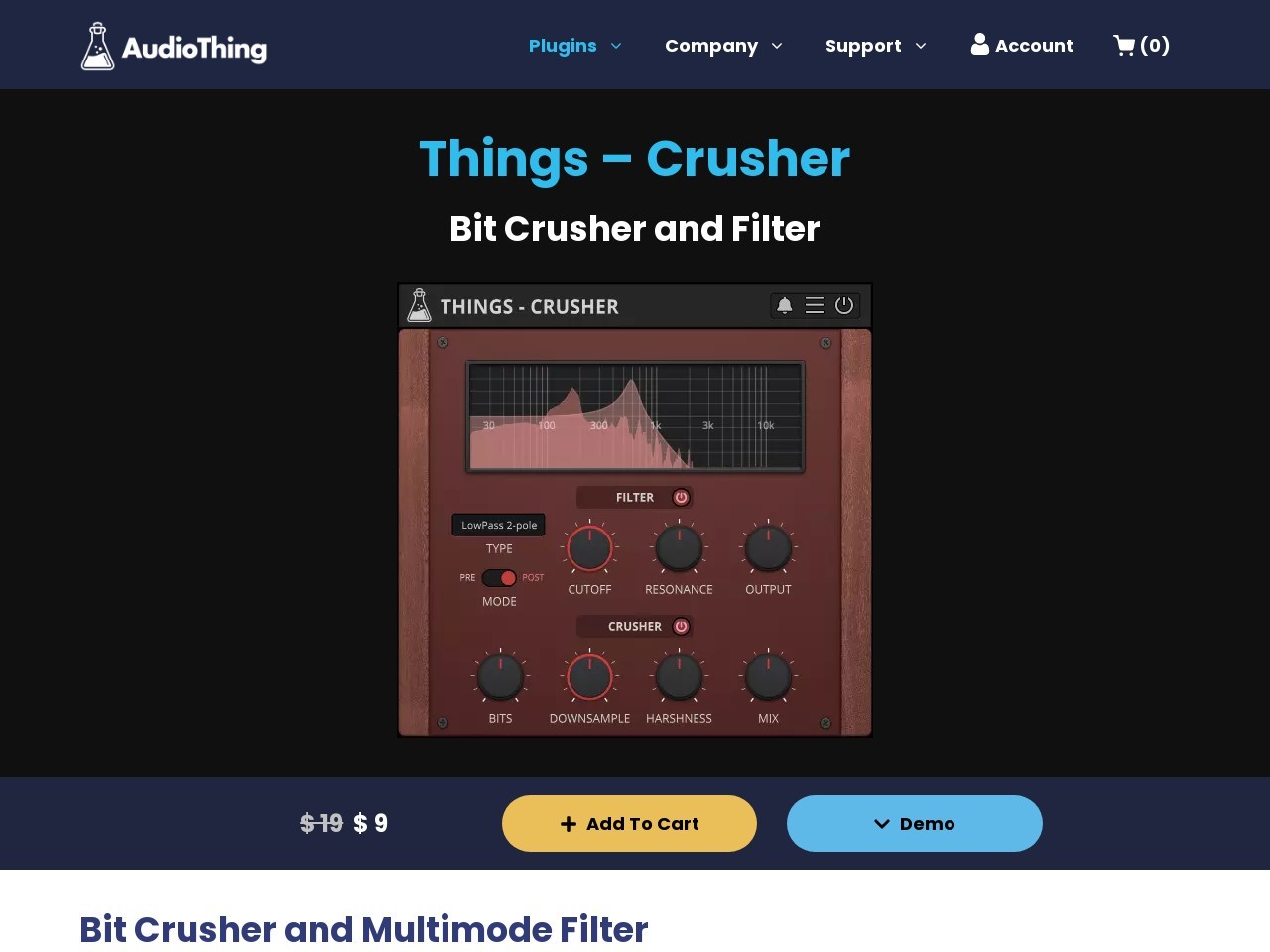 Things Crusher - Filter and Bit Crusher Plugin - AudioThing