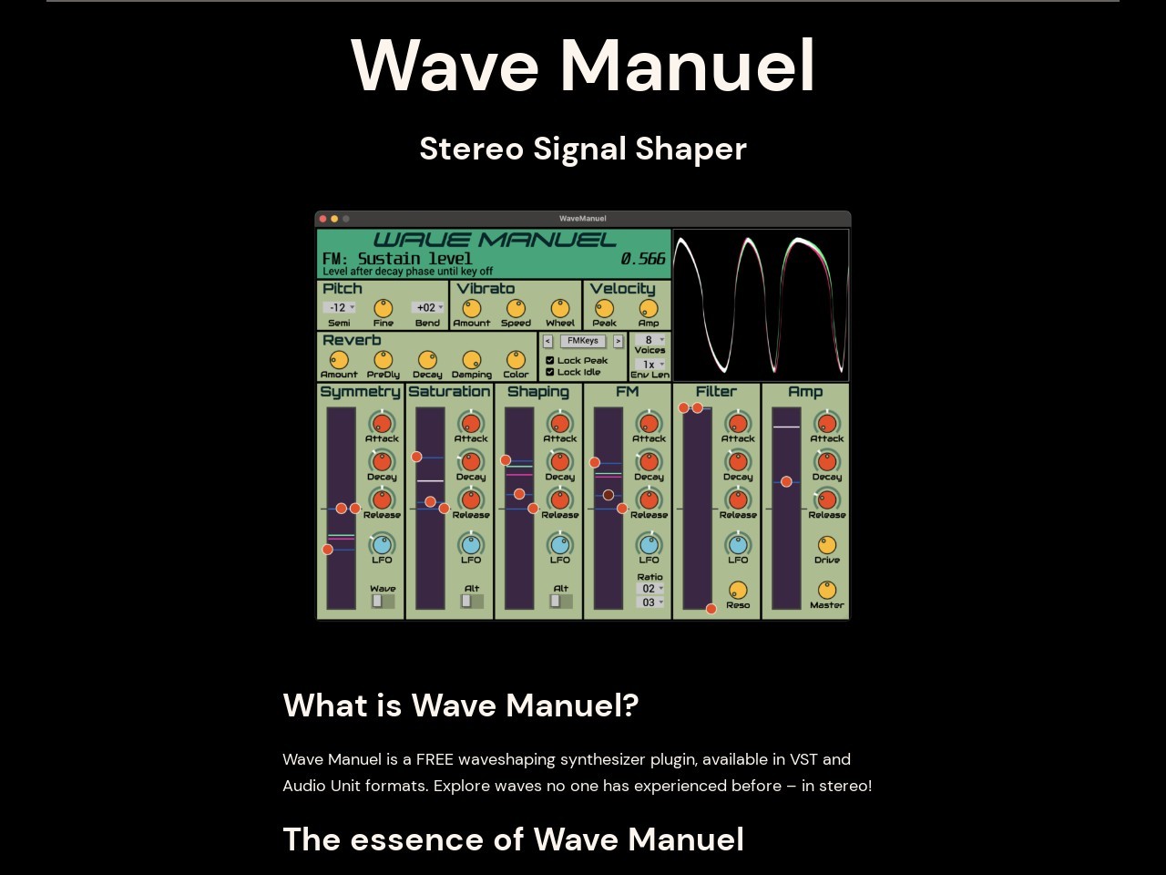 Wave Manuel VST / AUDIO UNIT synthesizer – Stereo Signal Shaper