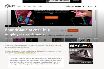 SoundCloud to cut 1 in 5 employees worldwide - CDM Create Digital Music