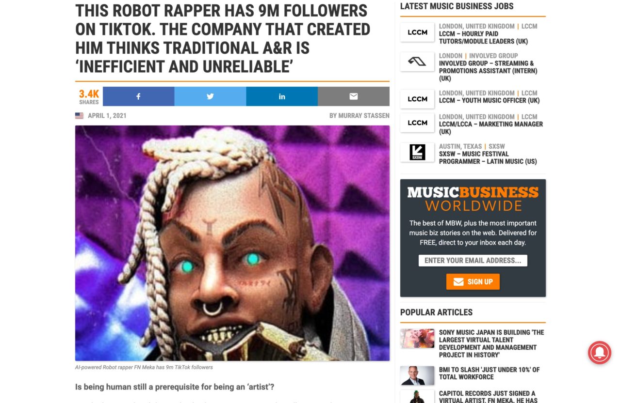 This robot rapper has 9m followers on TikTok. The company that created him thinks traditional A&R is ‘inefficient and unreliable’ - Music Business Worldwide