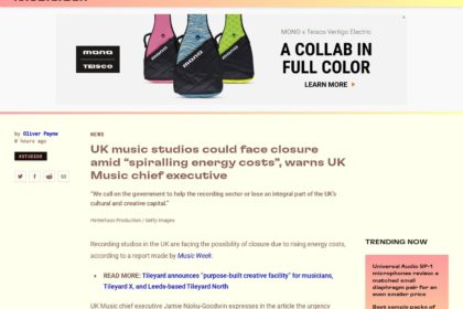 Music studios in UK could face closure amid energy crisis