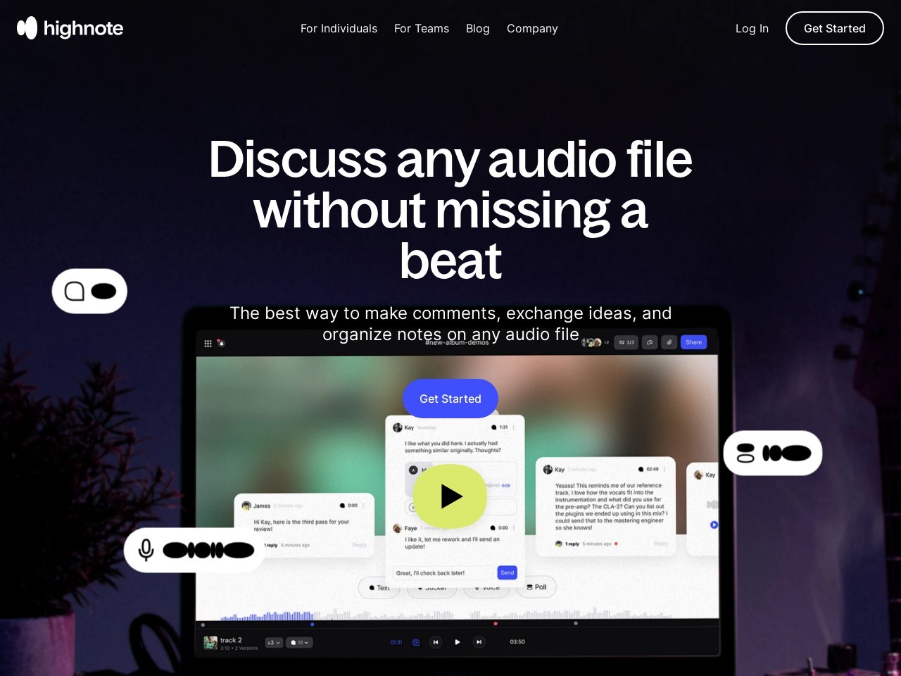 Highnote — The best way to make comments, exchange ideas, and organize notes on any audio file