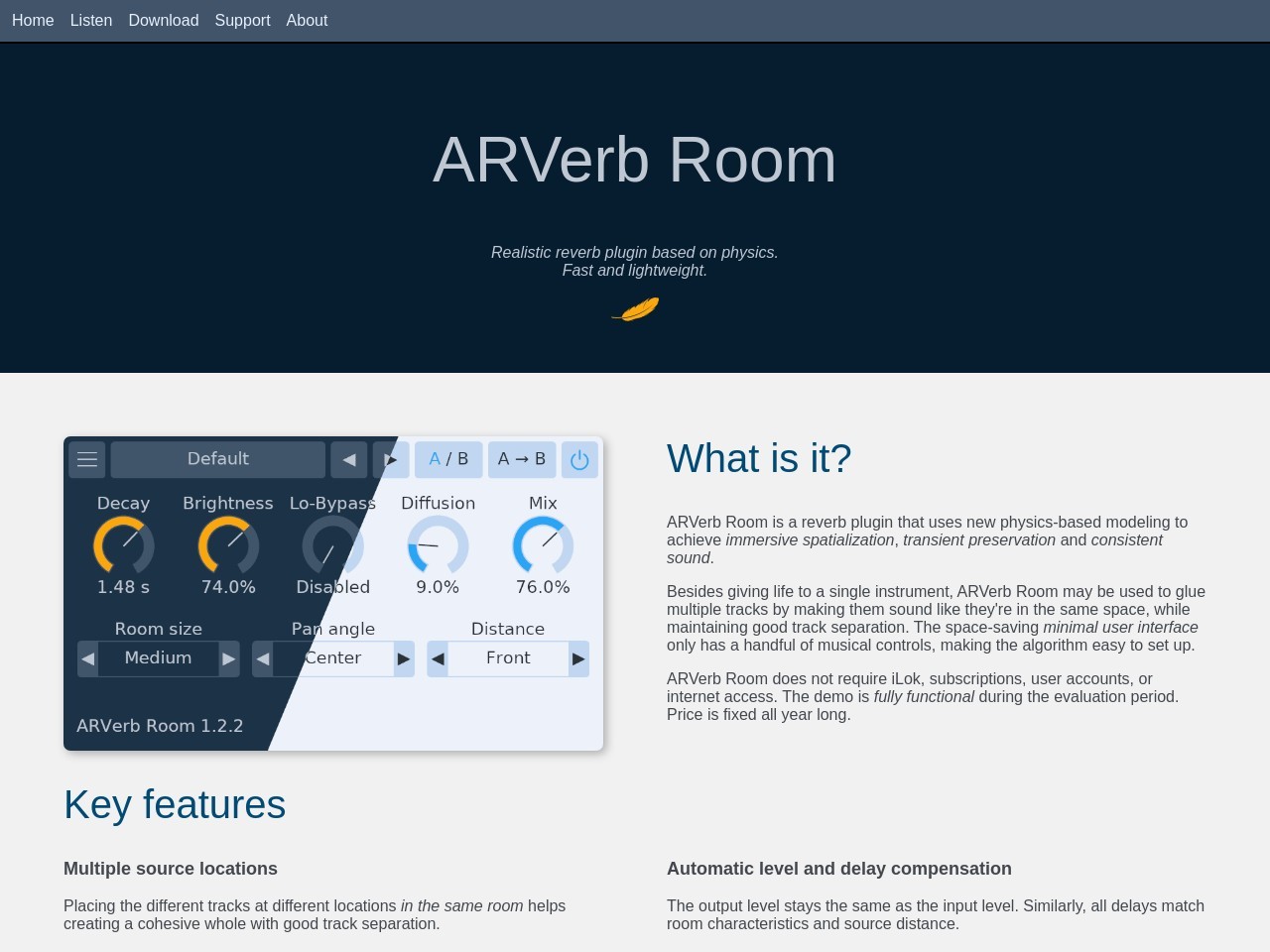 ARVerb Room reverb plugin