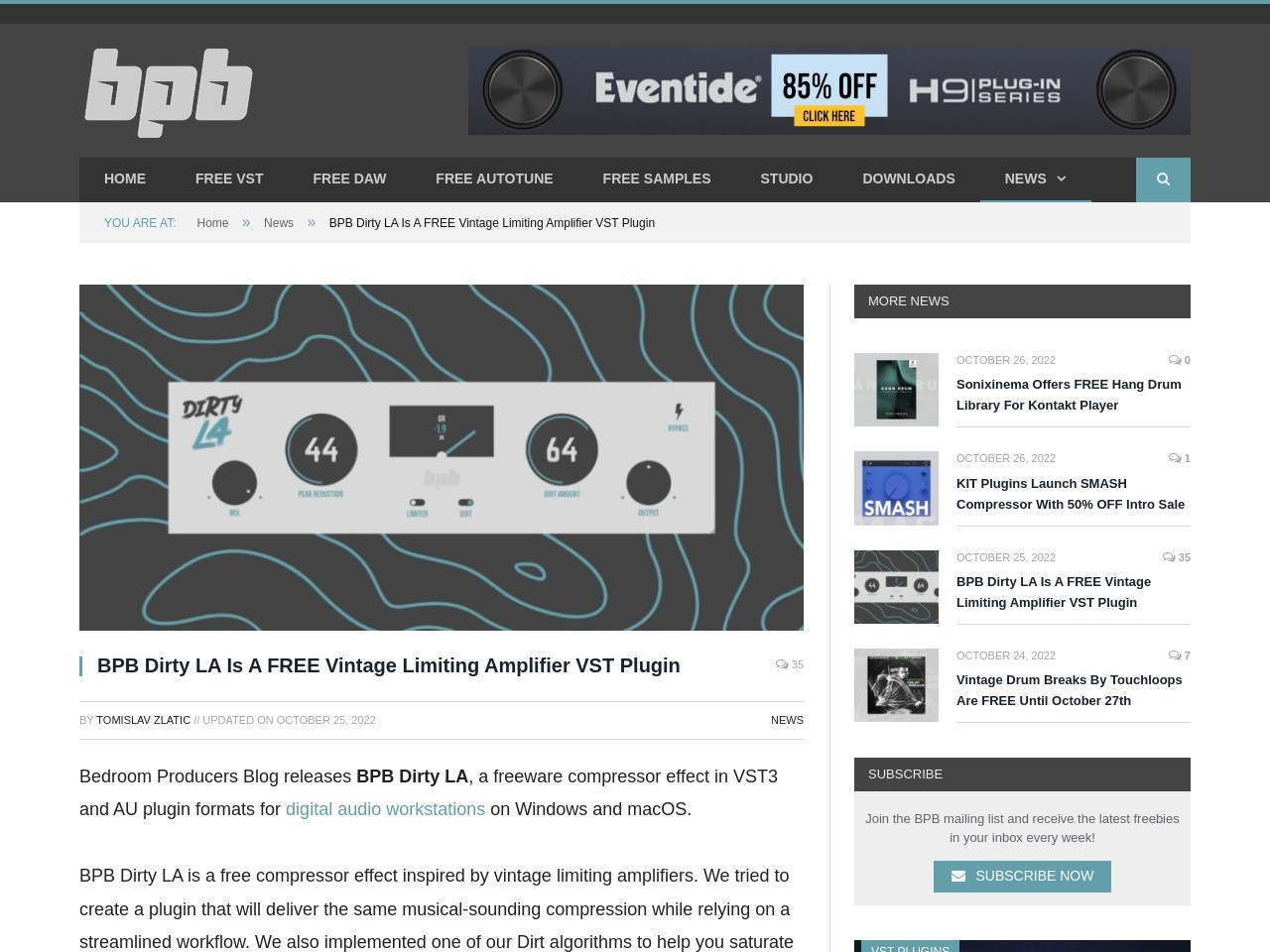 BPB Dirty LA Is A FREE Vintage Limiting Amplifier VST Plugin
