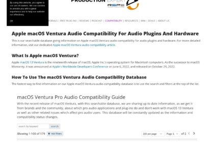 Apple macOS Ventura Audio Compatibility Chart