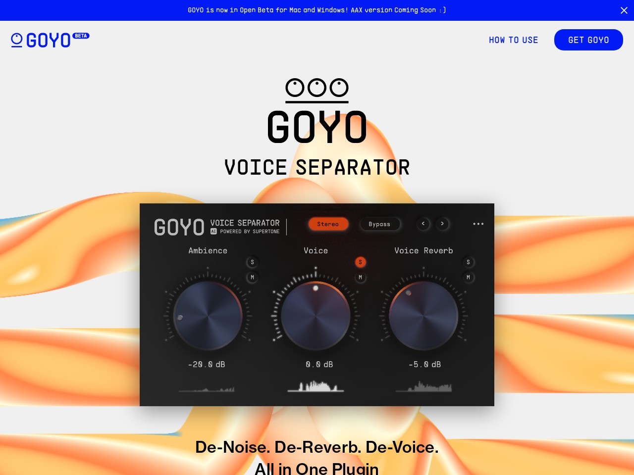 GOYO Voice Separator | De-noise, De-Reverb, De-Voice - All in One Plugin