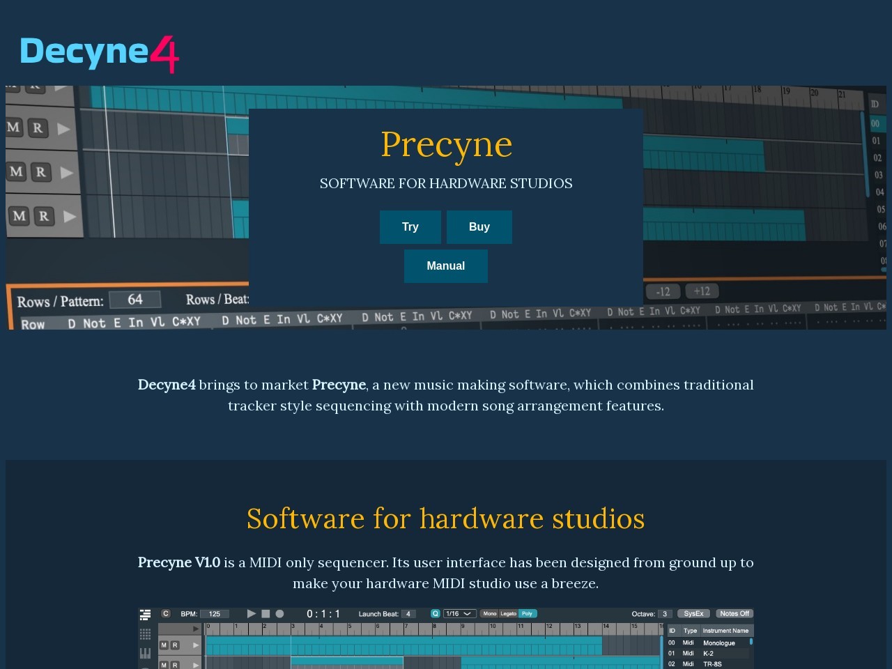 Decyne4 Precyne - MIDI sequencer and tracker software