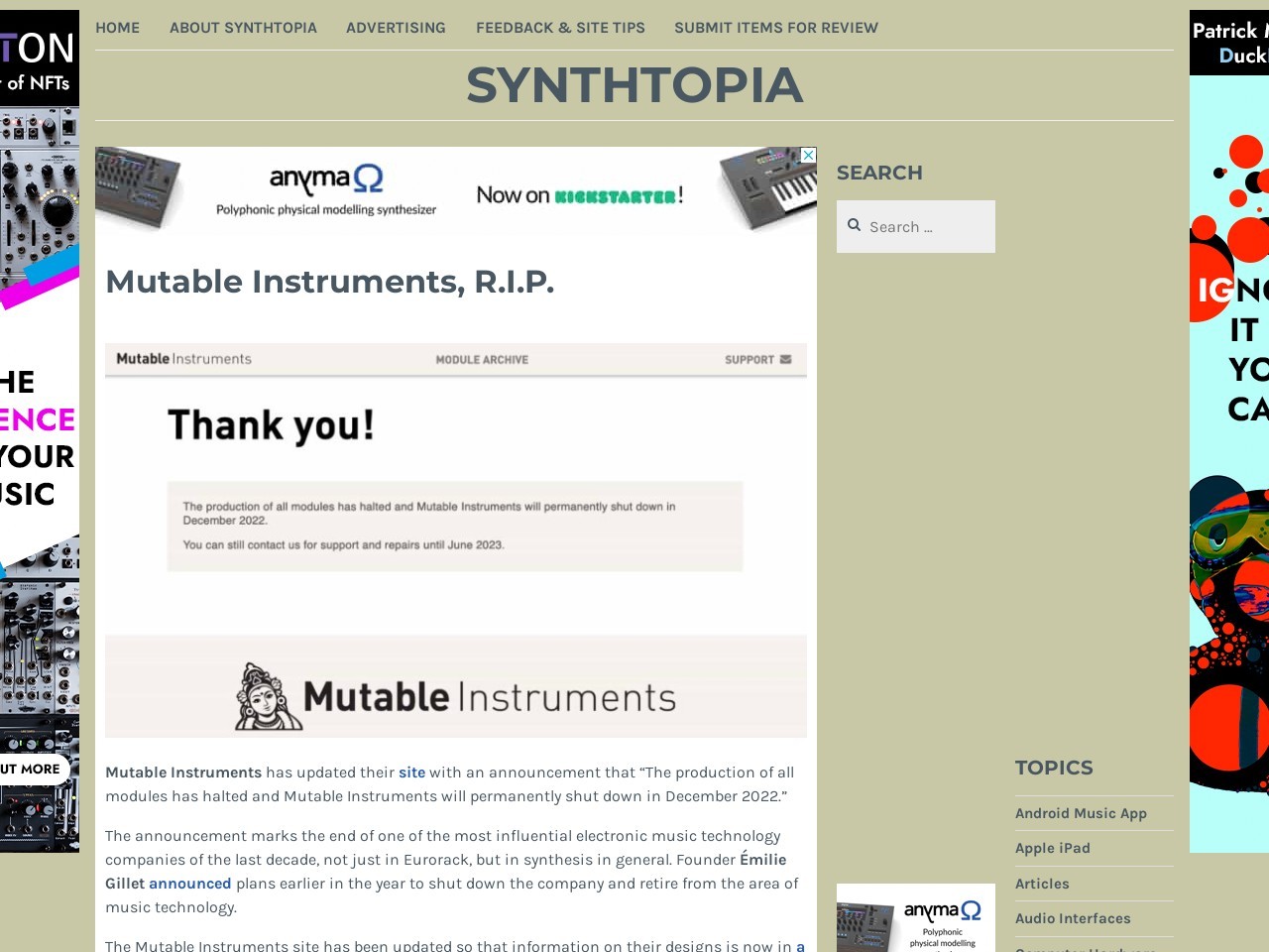 Mutable Instruments, R.I.P. – Synthtopia