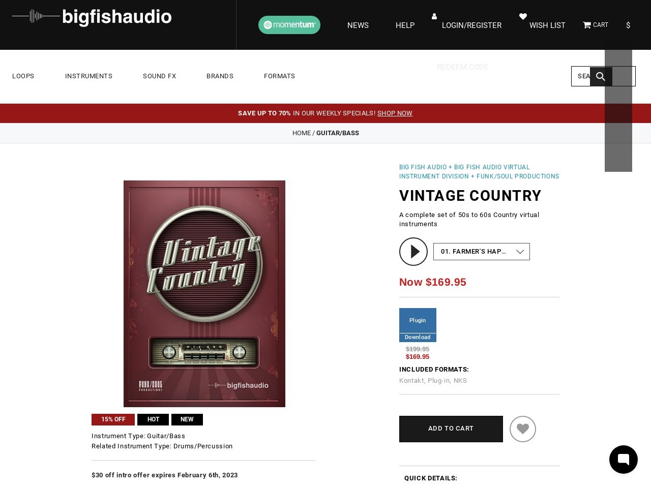 Big Fish Audio - Vintage Country - A complete set of 50s to 60s Country virtual instruments