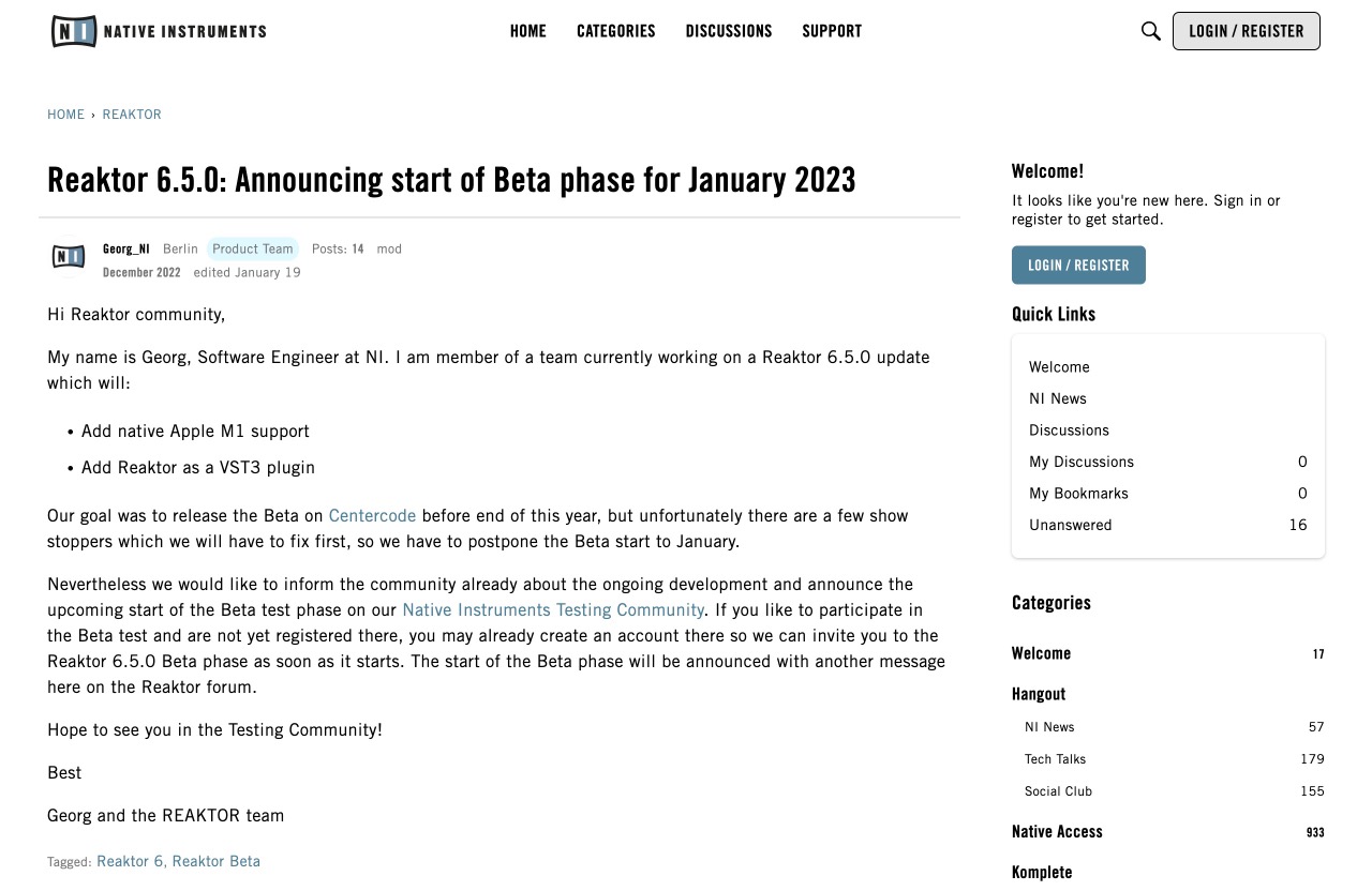 Reaktor 6.5.0: Announcing start of Beta phase for January 2023 — Native Instruments Community