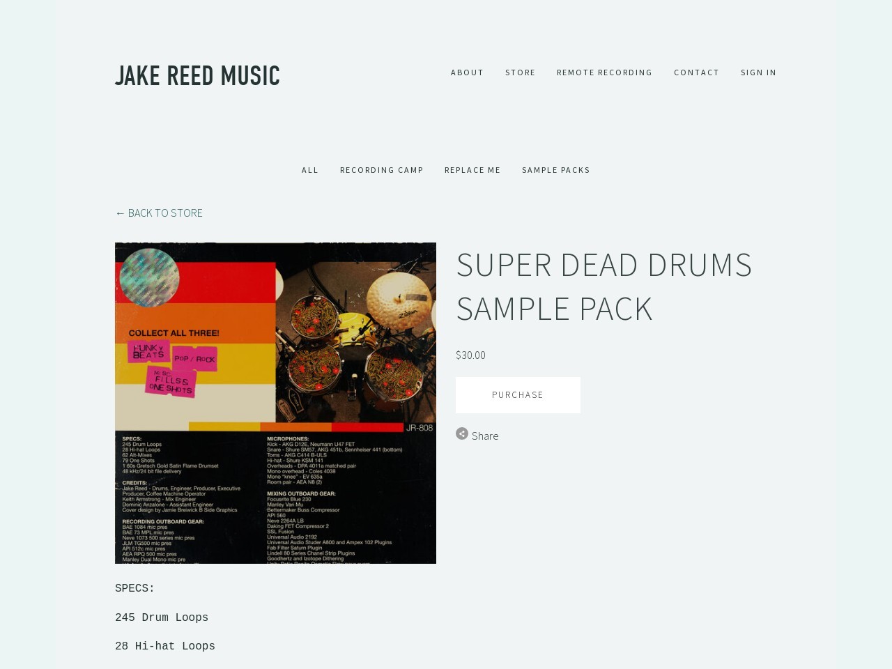 SUPER DEAD DRUMS SAMPLE PACK — Jake Reed Music