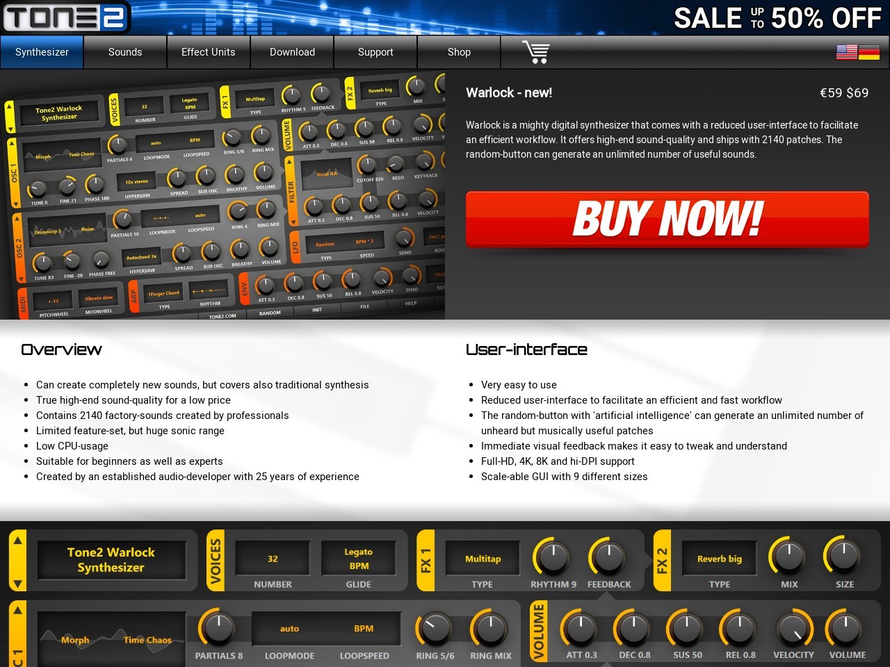Tone2 Warlock Synthesizer VST VST3 plugin
