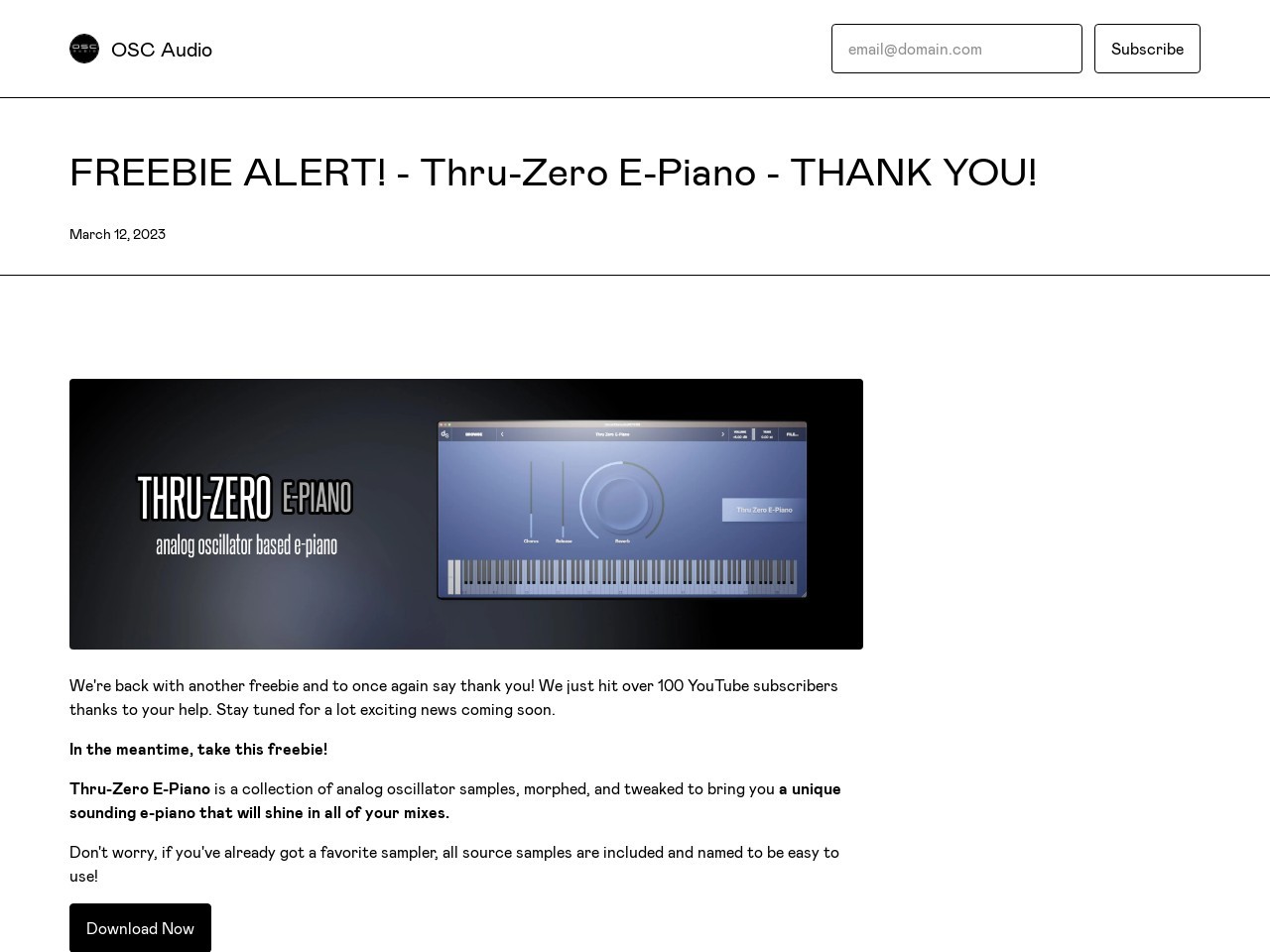 FREEBIE ALERT! - Thru-Zero E-Piano - THANK YOU! - OSC Audio