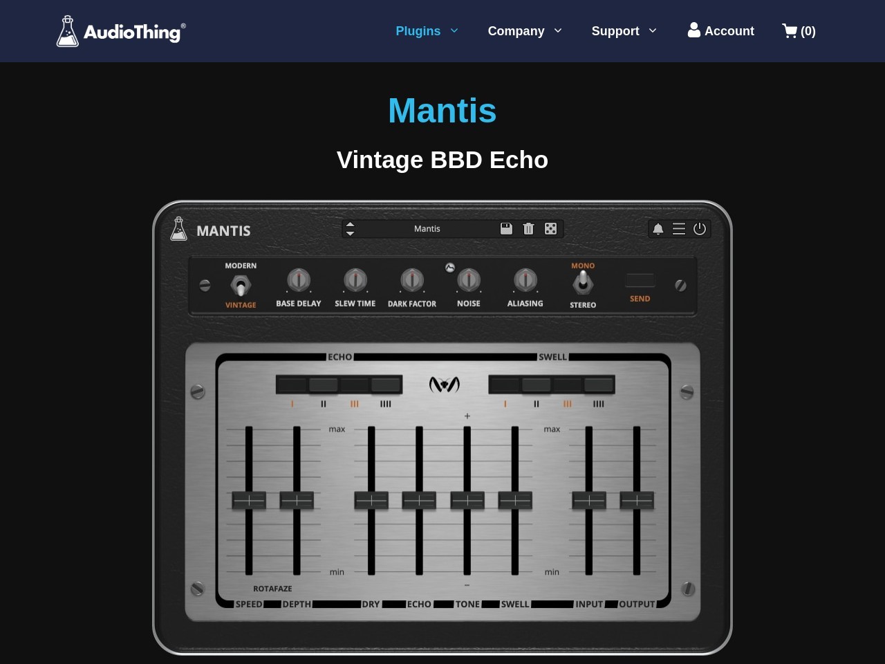 Mantis - Vintage BBD Echo / Delay Plugin - AudioThing