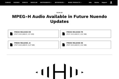 NuendoでMPEG-H Audioが将来的に利用可能に