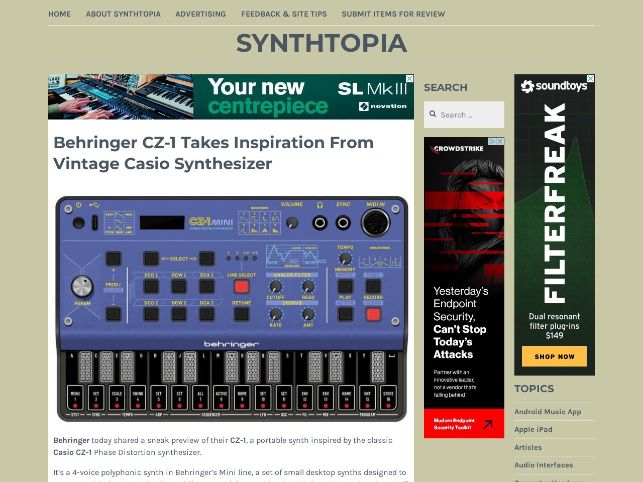 Behringer CZ-1 Takes Inspiration From Vintage Casio Synthesizer – Synthtopia