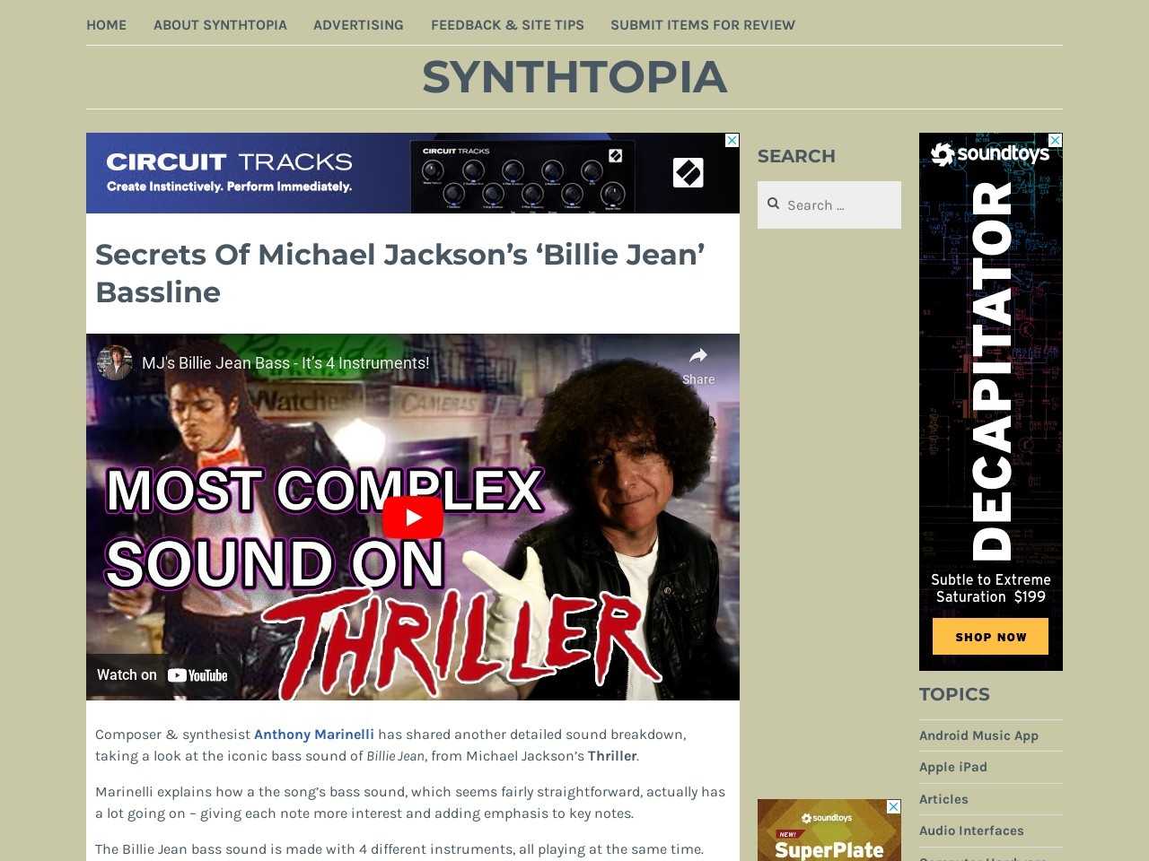 Secrets Of Michael Jackson’s ‘Billie Jean’ Bassline – Synthtopia
