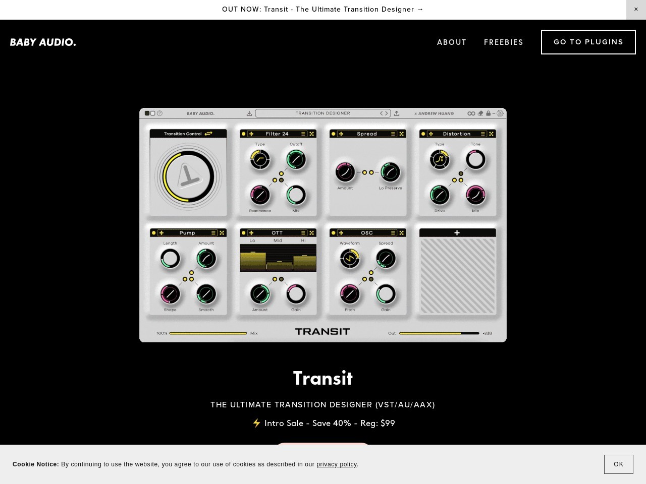BABY Audio - Transit - x Andrew Huang - The Ultimate Transition Designer Plugin (VST / AU / AAX) - Buy Now