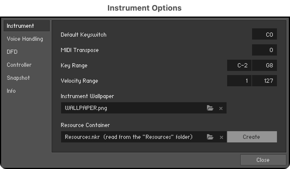 Instrument Options