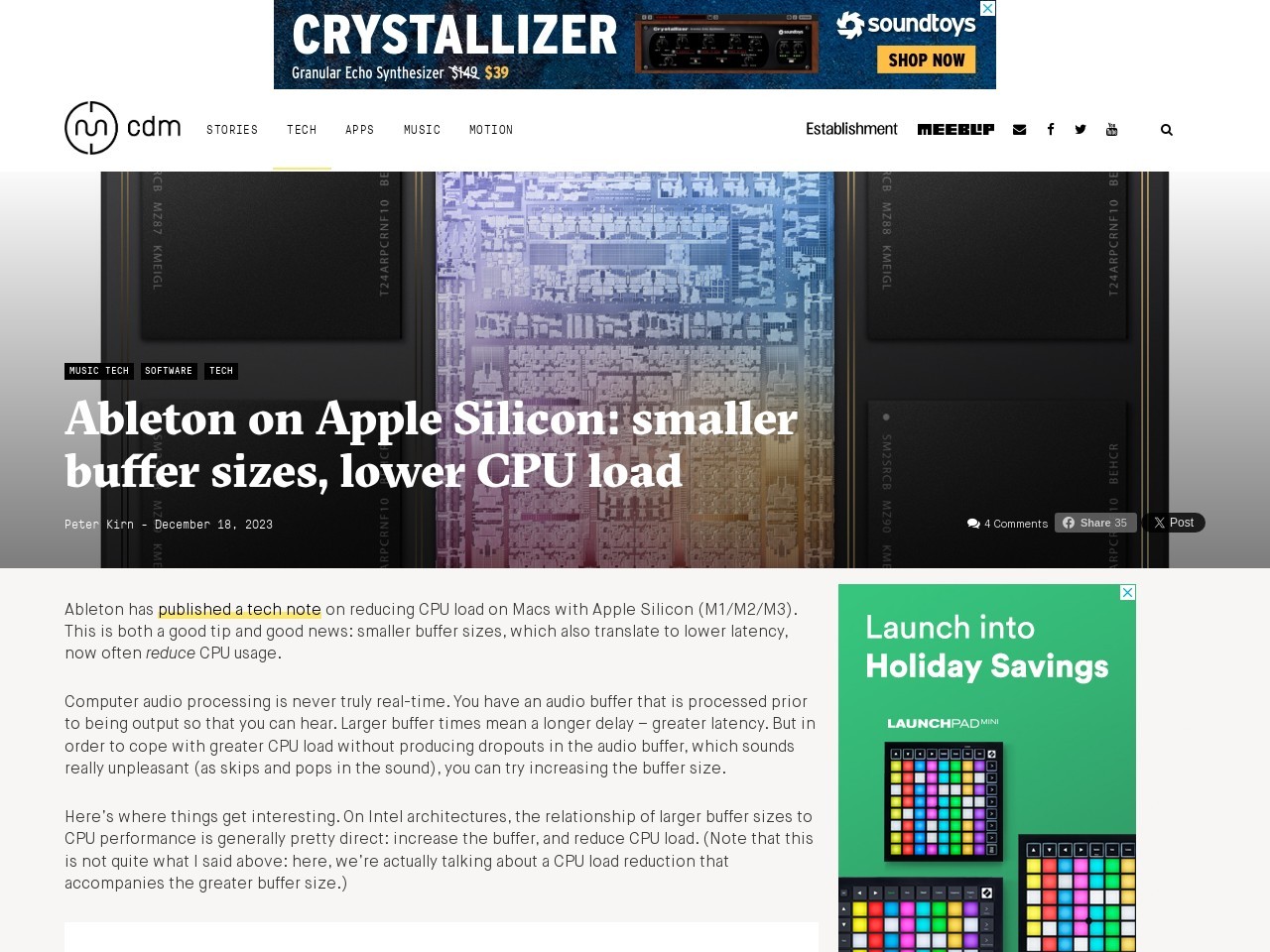Ableton on Apple Silicon: smaller buffer sizes, lower CPU load - CDM Create Digital Music
