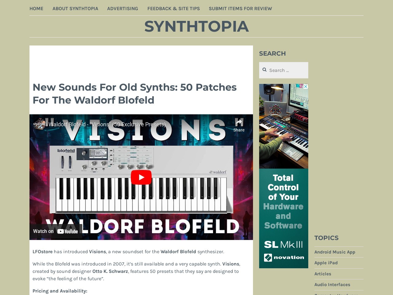 New Sounds For Old Synths: 50 Patches For The Waldorf Blofeld – Synthtopia