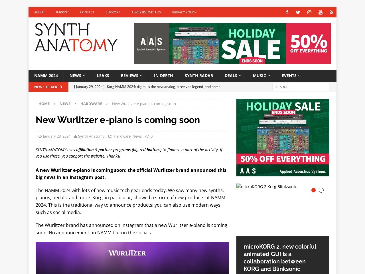 New Wurlitzer e-piano is coming soon