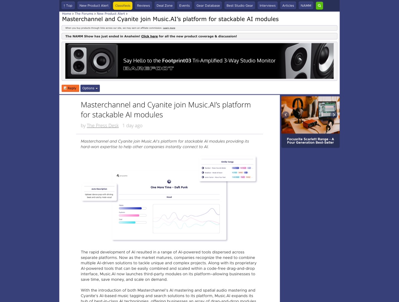 Masterchannel and Cyanite join Music.AI’s platform for stackable AI modules - Gearspace