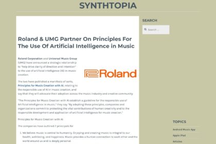 Roland & UMG Partner On Principles For The Use Of Artificial Intelligence in Music – Synthtopia