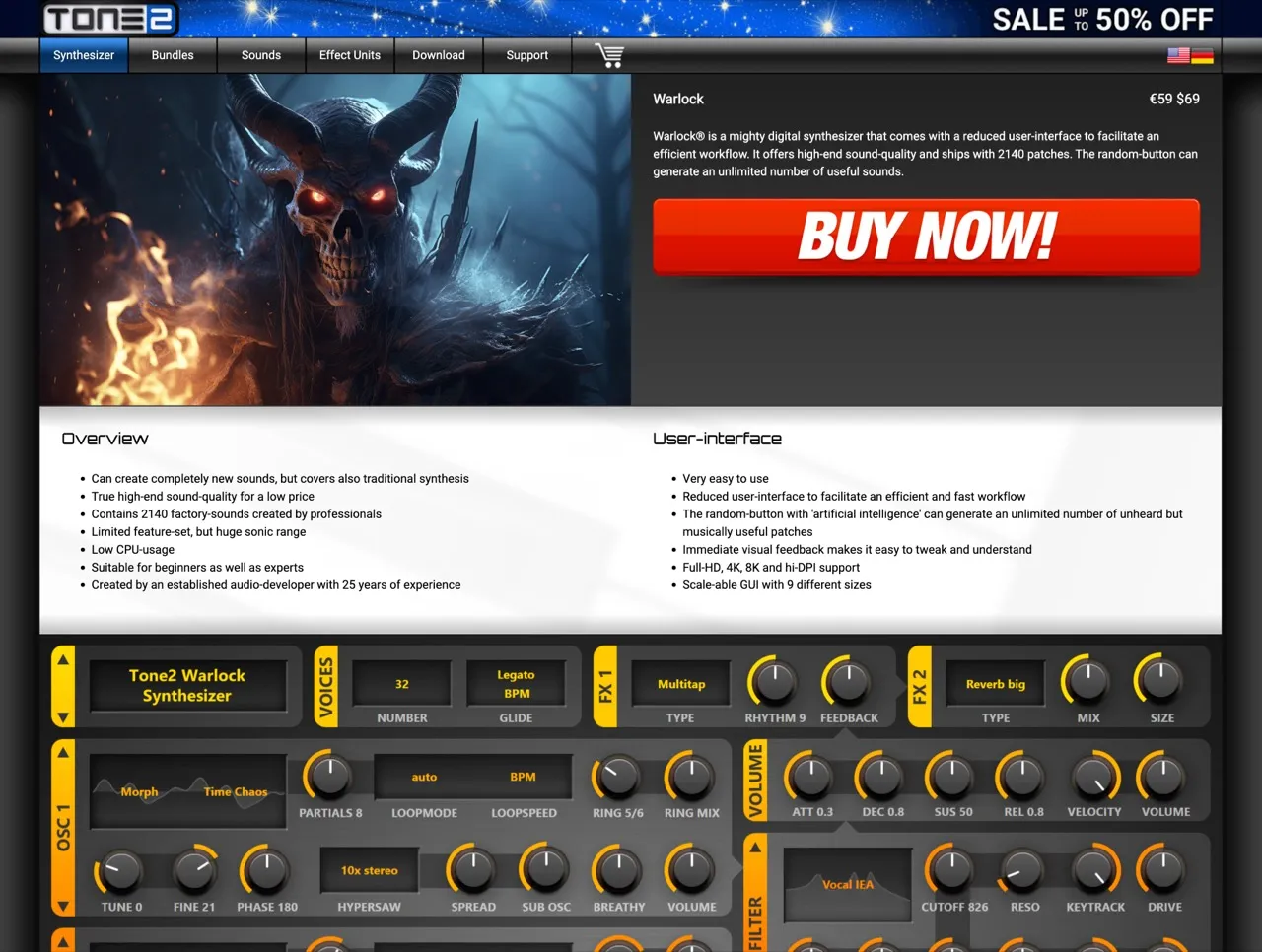 Tone2 Warlock Synthesizer VST VST3 plugin
