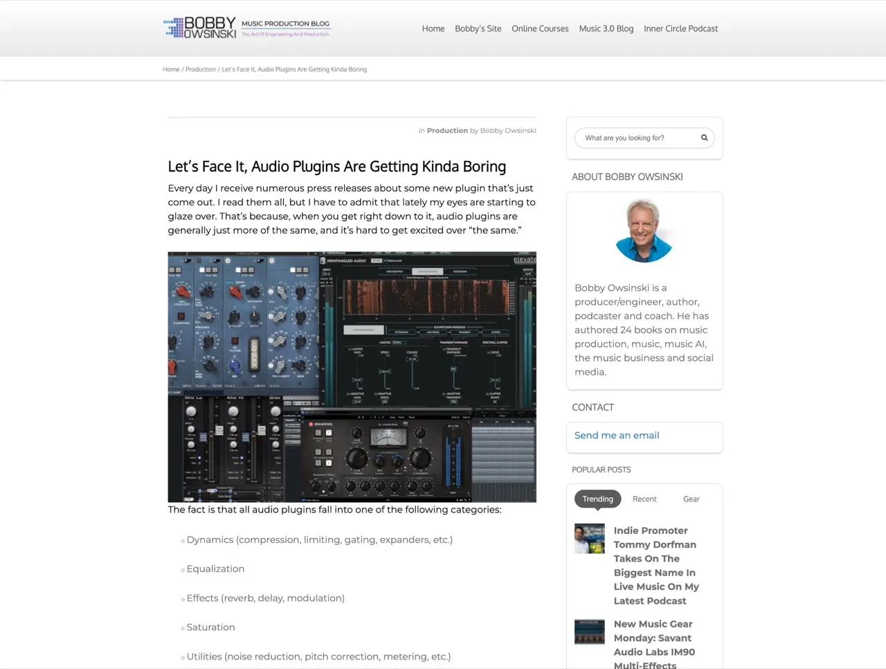 Let's Face It, Audio Plugins Are Getting Kinda Boring - Bobby Owsinski's Music Production Blog