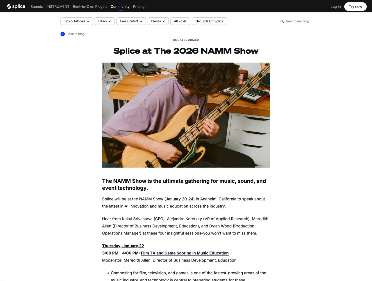 Splice at The 2026 NAMM Show - Blog | Splice