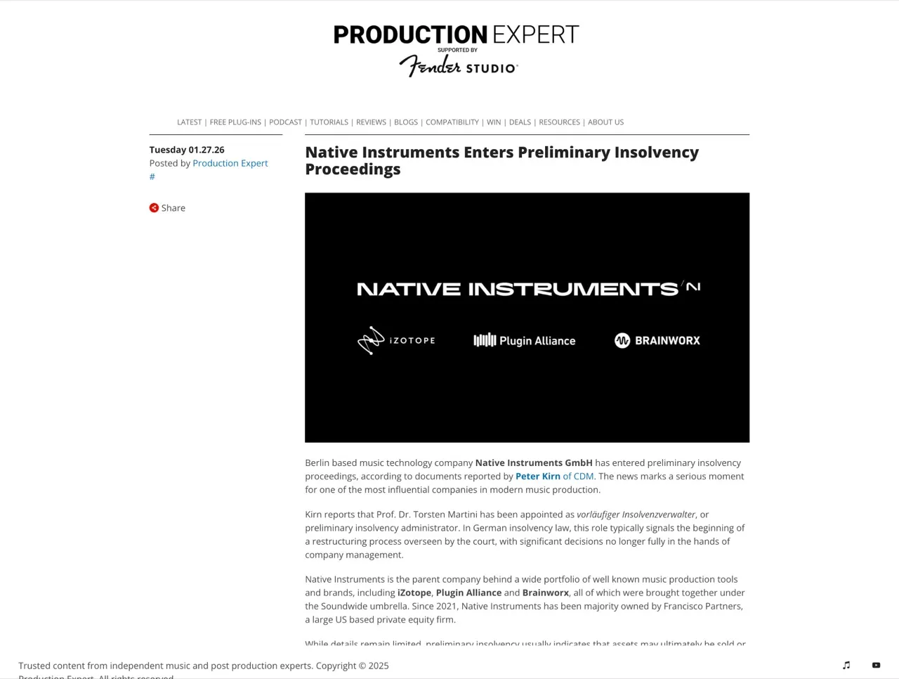 Native Instruments Enters Preliminary Insolvency Proceedings | Production Expert
