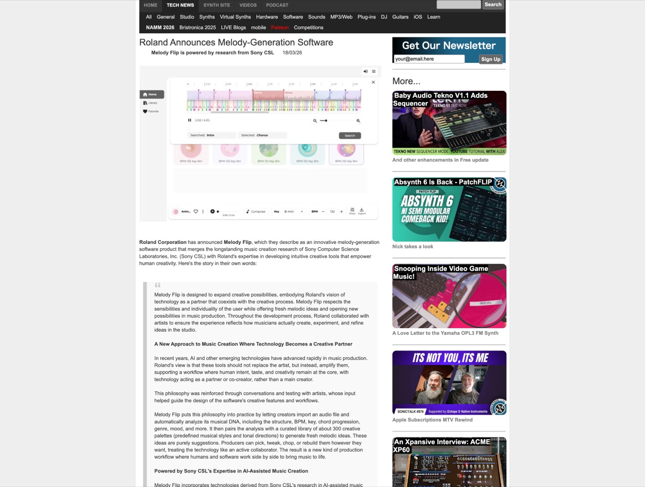 Roland “Melody Flip” – メロディ生成AI